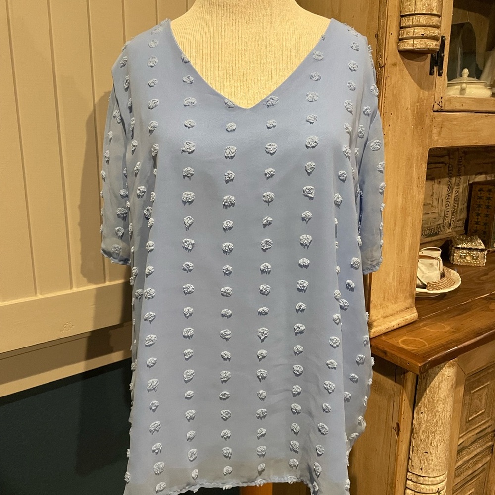 Zenana Outfitters Sky Blue Textured Blouse
